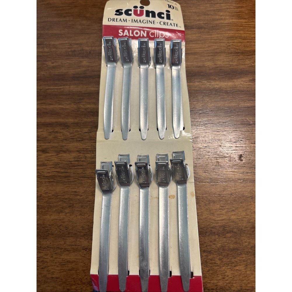 Vintage 2006 Scunci Metal Salon Clips New Aluminum 3" - Set Of 10